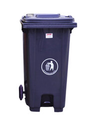 Brooks Garbage Bin with Pedal and Wheels, 120L, Black