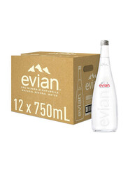 Evian Glass Bottled Still Drinking Mineral Water, 12 x 750ml