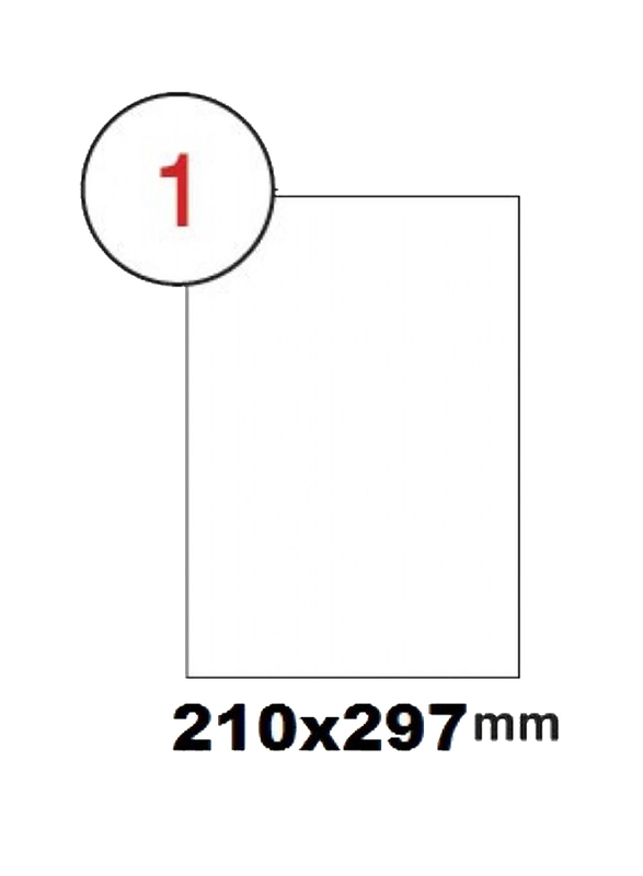 FIS Multipurpose White Label Sticker, 210 x 297mm, 100 Sheets, White