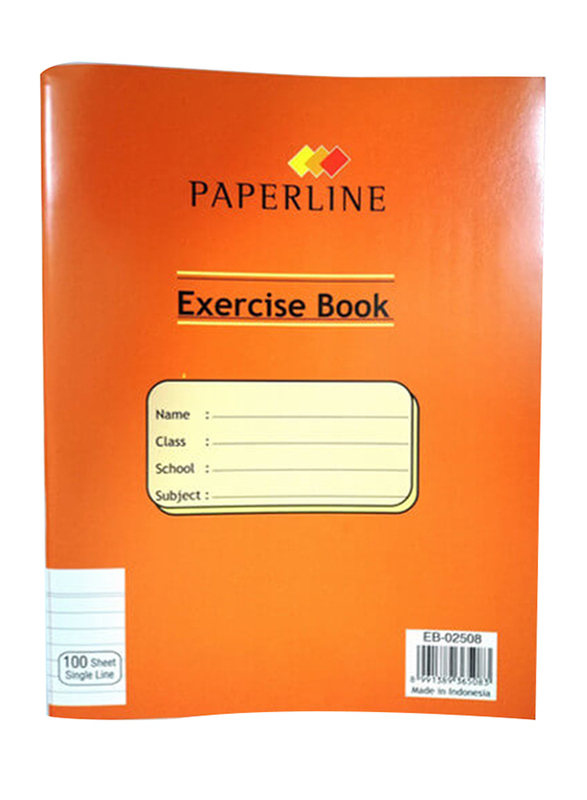 Paperline Single Line Left Margin Exercise Notebook, 200 Pages, Brown