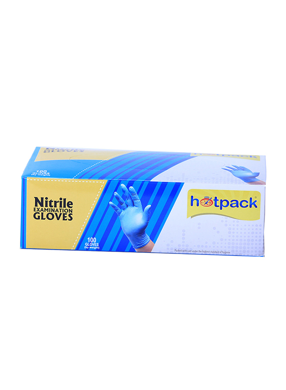 Hotpack Powder Free Nitrile Gloves, Large, 100 Pieces