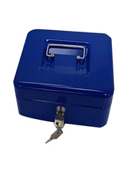 Deluxe Metal Cash Box, 10-inches, Blue