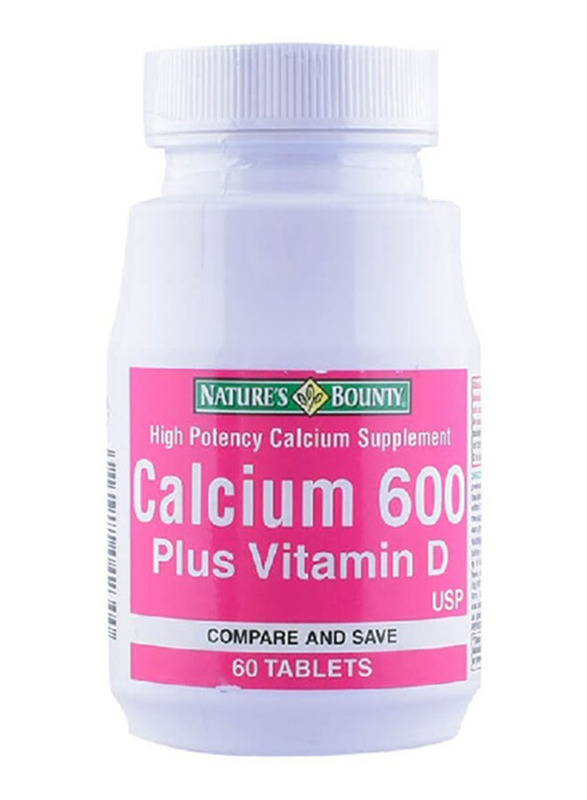 Nature's Bounty Calcium 600 + Vitamin D Supplement, 60 Tablets