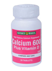 Nature's Bounty Calcium 600 + Vitamin D Supplement, 30 Tablets