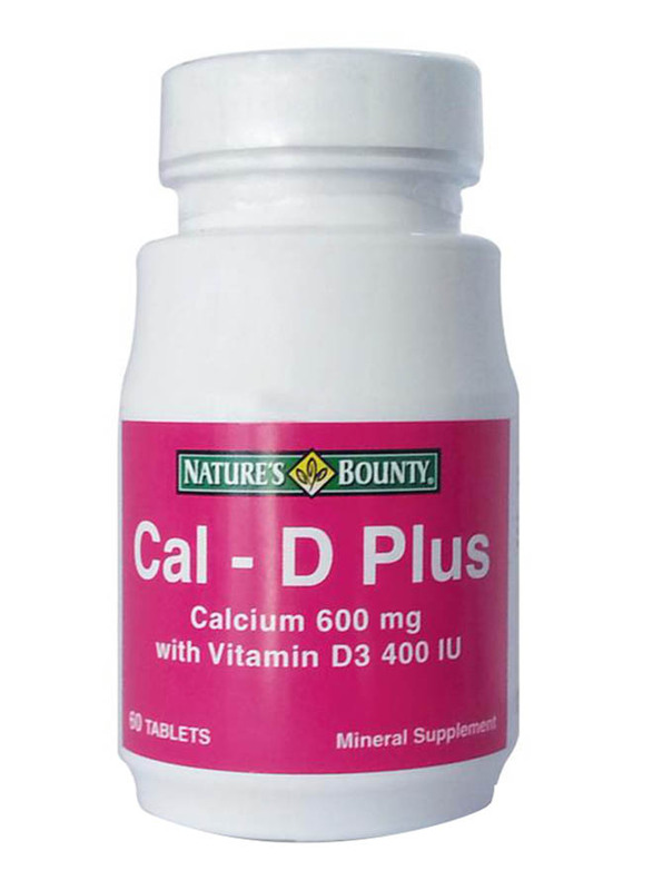 Nature's Bounty Cal-D Plus Cal600+D Mineral Supplement, 400 IU, 60 Tablets