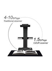 Czur ET16 Plus Overhead Portable Book Scanner with Battery, Black