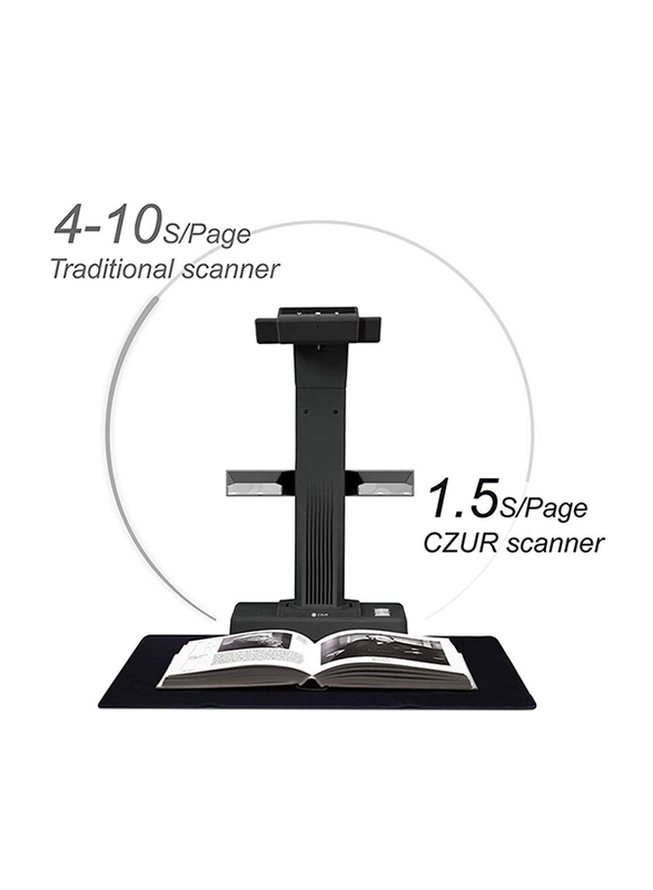 Czur ET18 Pro Overhead Portable Book Scanner with Battery, Black