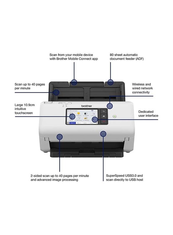 Brother ADS-4700W Professional Wireless Desktop Colour Scanner, White