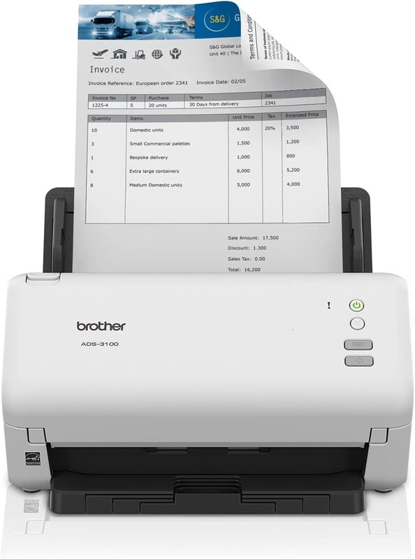 Brother ADS-3100 High-Speed Desktop Scanner, Compact with Scan Speeds of Up to 40ppm