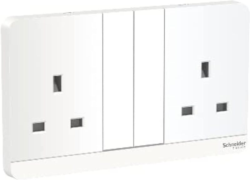 Schneider Electric AvatarOn, 2 switched socket, 3P, 13 A, 250 V, LED, White (Model Number-E83T25N_WE_G12) - Pack of 3