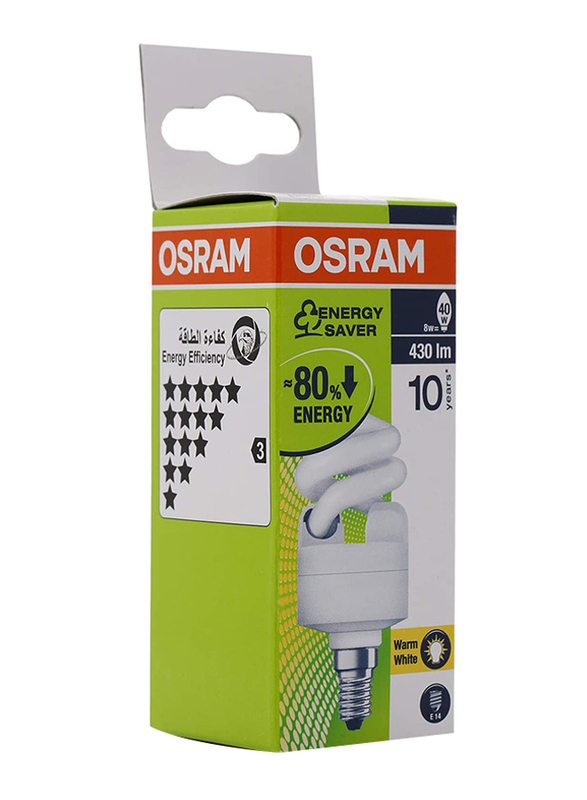 Osram Energy Saver Bulb, 8W, Warm White