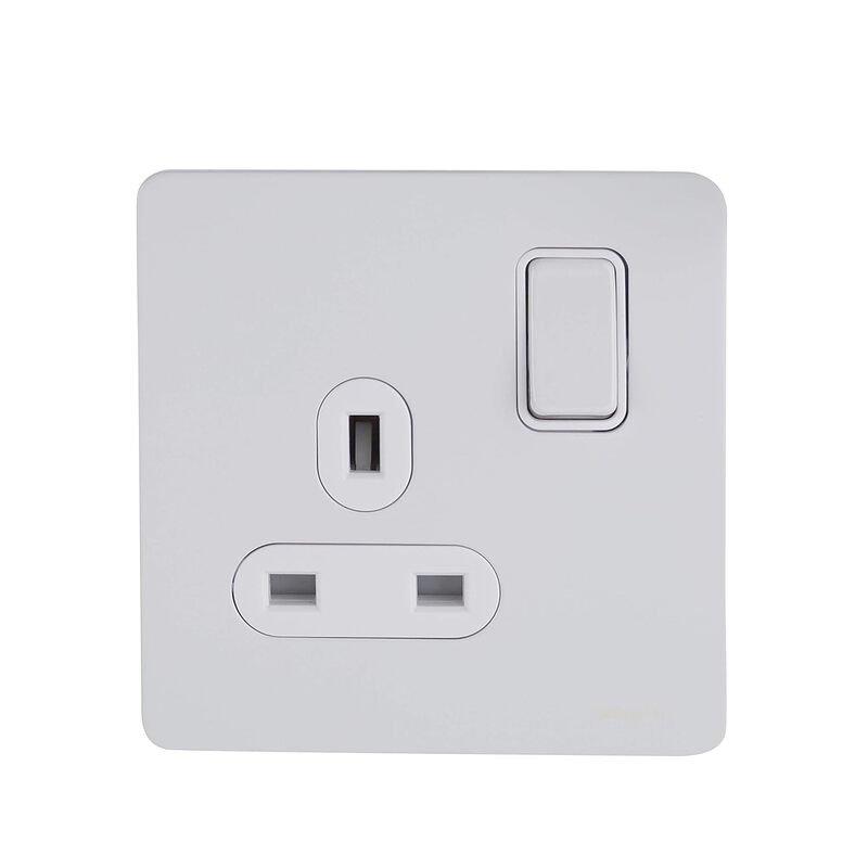 Schneider Electric Ultimate Screwless flat plate - switched socket - 2P - 1 gang - white metal - GU3410DWPW - Pack of 5