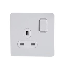 Schneider Electric Ultimate Screwless flat plate - switched socket - 2P - 1 gang - white metal - GU3410DWPW - Pack of 5