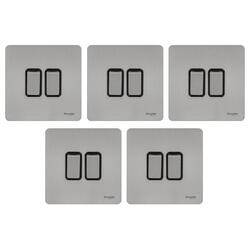 Schneider Gu1422Bss Ultimate Stainless Steel Screwless 16Ax 2 Gang 2 Way Double Light Switch Black Insert - Pack of 3