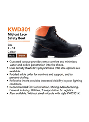 Honeywell Kings KWD301 Mid-Cut Lace Leather Safety Work Boots, Black, Size 9/43EU