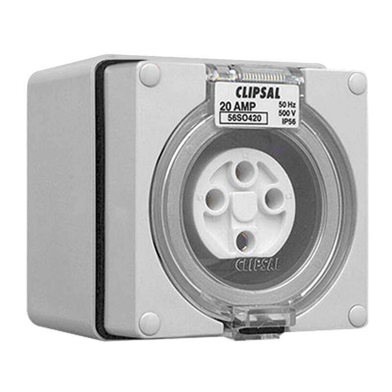 

Schneider Electric WPS Socket,Outlet, 20A, 500V, 3,Phase, 5,Pole, Round Pin, IP66 , S56SO420GY