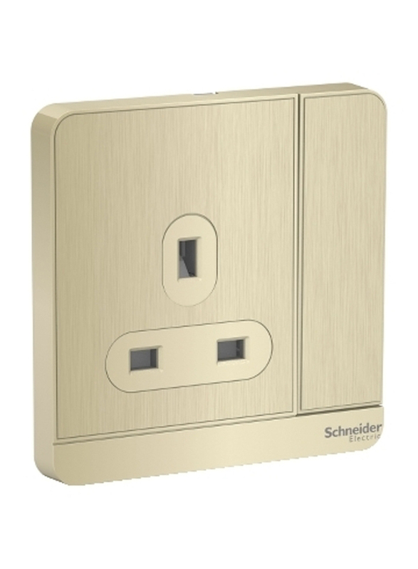 Schneider Electric AvatarOn 3P 13A Switched Socket 250V, E8315N_GH_G12, Metal Gold Hairline