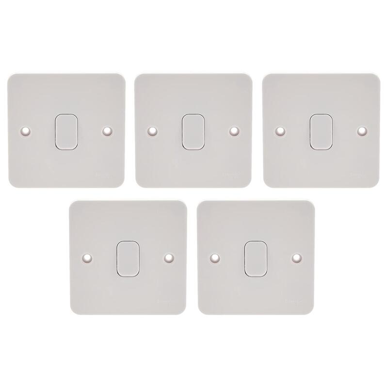 Schneider Electric Ggbl1011Nis Lisse 1 Gang - 10Ax 1 Way Plate Switch, White - Pack of 5