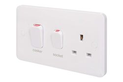 Schneider Electric Lisse - Cooker Control Unit - 2 gangs - LED - 45A DP white moulded - GGBL4001S