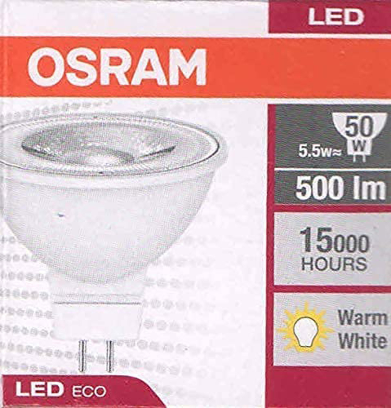Osram Eco Mr16 Spot Light, 5.5W, 2700K, 10 Pieces, Warm White