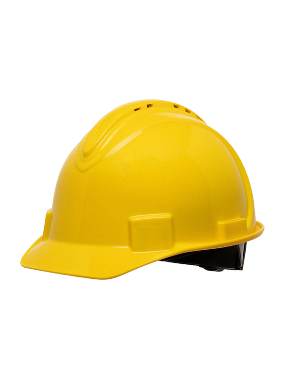 Honeywell Hard Vented 4 Point Ratchet Suspension North Short Brim Safety Helmet, NSB11002, Yellow