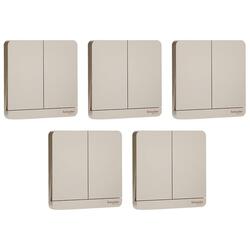 Schneider Electric E8332L1_WG AvatarOn Gold - 1-way plate switch 2 gang - 16AX - Gold - Pack of 5