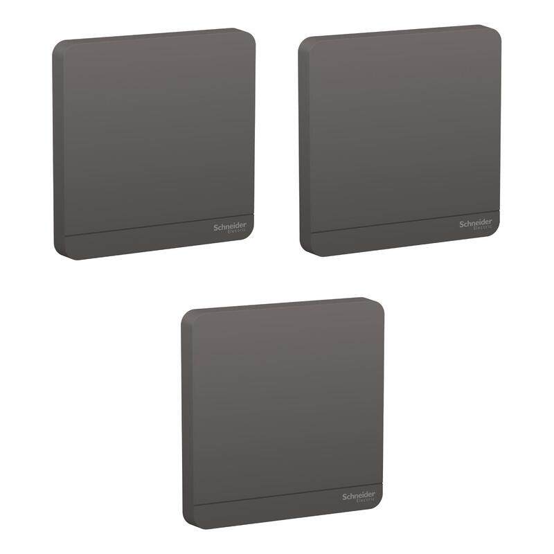 Schneider Electric AvatarOn, blank plate, 1 gang, Dark grey (Model Number-E8330X_DG) - Pack of 3