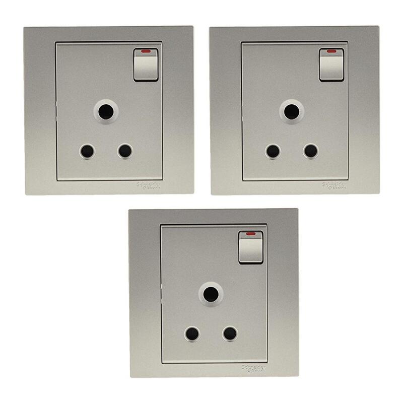 Schneider Electric Vivace Silver - Single switched socket 13 A 230 V 1 gang -Silver - Pack of 3