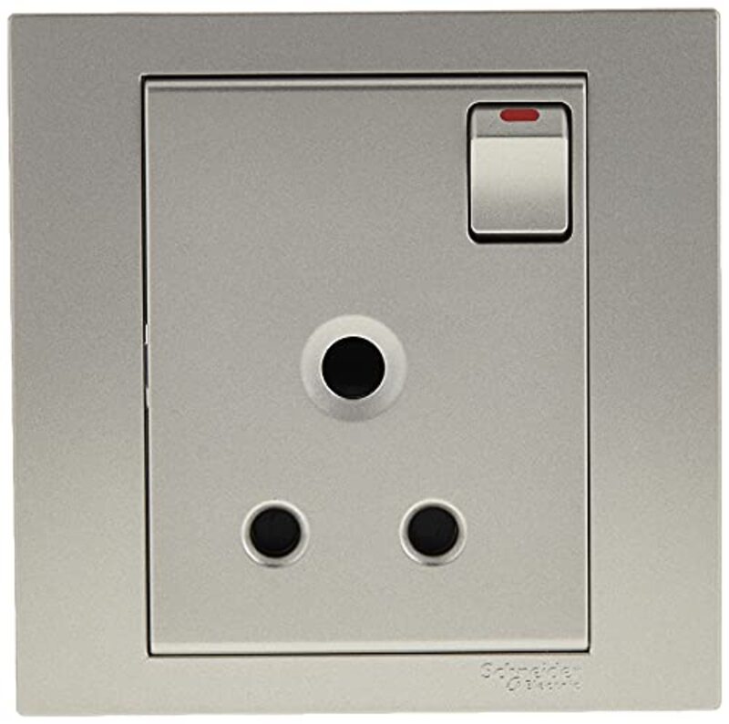 Schneider Electric Vivace Silver - Single switched socket 13 A 230 V 1 gang -Silver - Pack of 5