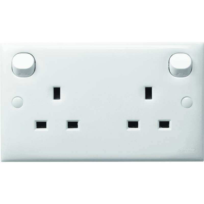 

Schneider Electric S,Classic 13A 2,Gang Single Switch Outlet White , E25R