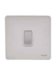 Schneider Electric Ultimate Screwless Flat Plate Single Rocker Single Pole 16AX 2 Way Light Switch, GU1412WPN, Pearl Nickel with White Insert