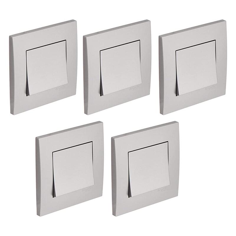 Schneider Electric KB31R_AS Vivace Silver - 2-way plate switch 1 gang 16AX - Pack of 5