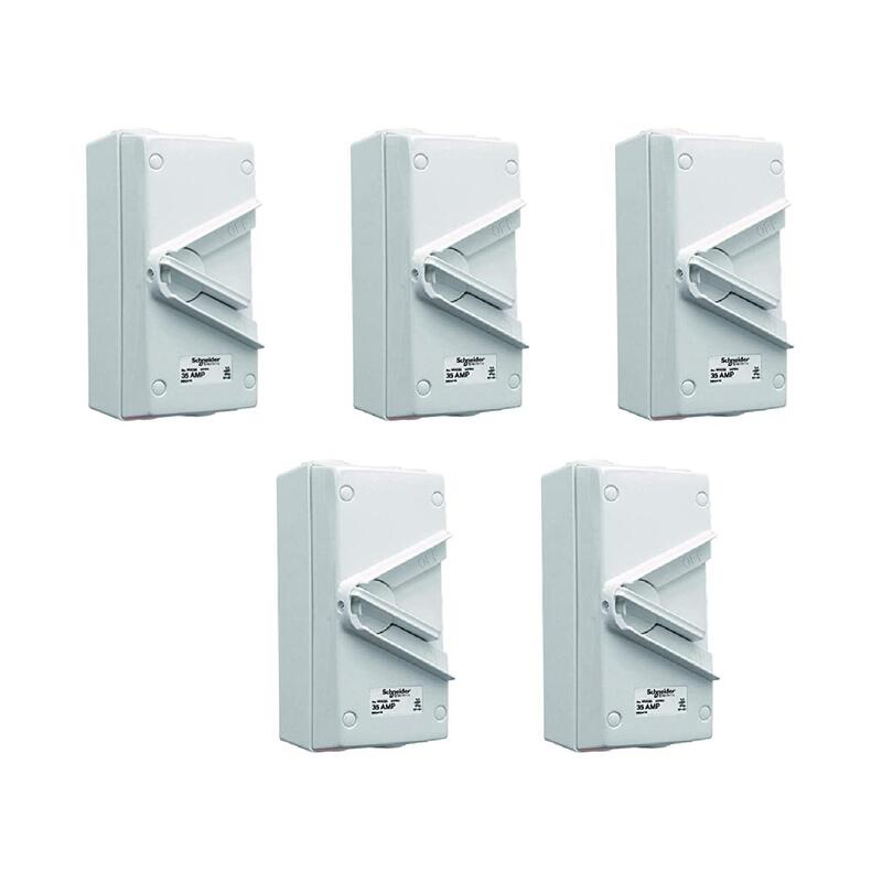 Schneider Electric 35A 440V Surface Mount Double Pole Isolating Switch IP66 weatherproof - Pack of 5