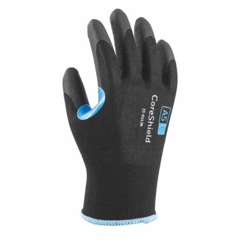 Honeywell Micro-Foam Nitrile Coating 25-0513B/09L CoreShield Cut A5/E Resistant Safety Gloves, 13 Gauge HPPE/Stainless Steel Black Liner, Large