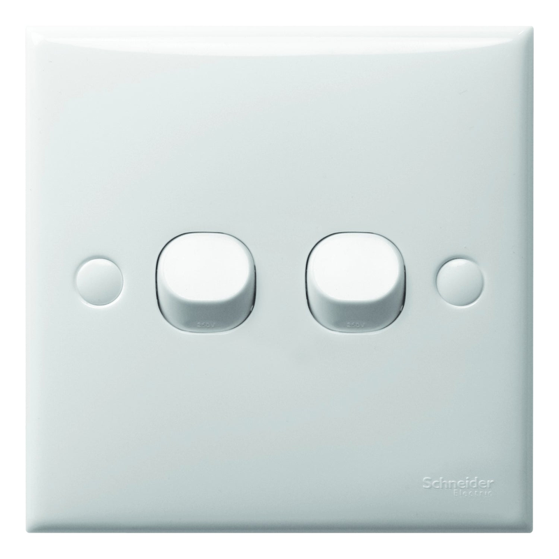 

Schneider Electric S,Classic 1,Way Switch 2 Gangs, White , E32_1_2AR_WE