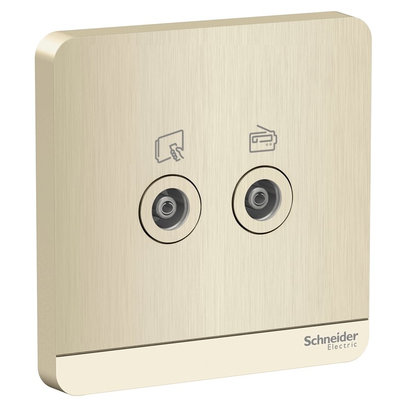 Schneider Electric AvatarOn, TV R socket, master, 75 Ohm, Metal Gold Hairline (Model Number-E8332TVFMM_GH)