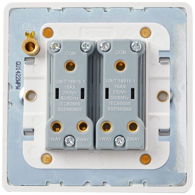 Schneider Electric Plate switch, Ultimate Screwless flat plate, 1-pole 2-way, screw terminals, IP20, white metal - GU1422-WPW
