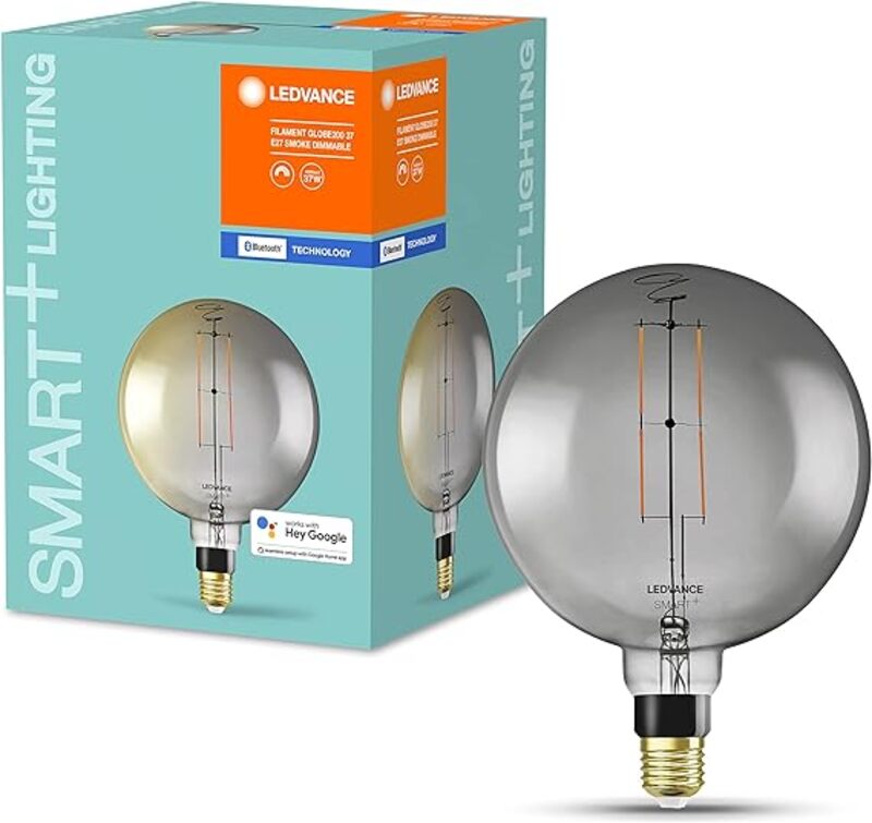 LEDVANCE Smart Led Lamp With Bluetooth E27 Dimmable Warm White (2700 k) Replaces Incandescent Lamps With 37 W Controllable With Alexa & Google Smart + Filament Globe Dim 1-Pack