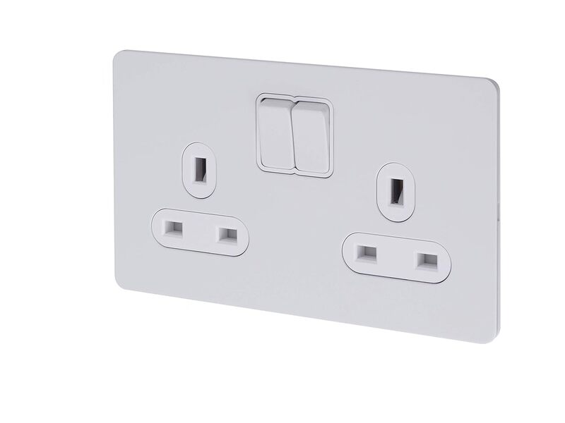 Schneider Electric Ultimate Screwless flat plate - switched socket - 2P - 2 gangs - white metal - GU3420DWPW