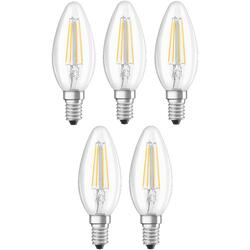 Osram Dimmable E14 Candle light Clear LED Retrofit Classic B 4W Warm White 2700K  - Pack of 5