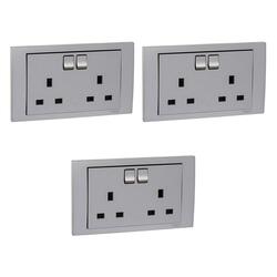 Schneider Electric Vivace Silver - Double Switched Socket -16 A X 250 V -2 Gang, - Pack of 3