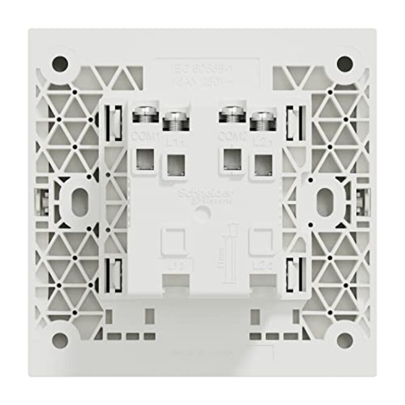 Schneider Electric Avataron C Switch With Fluorescent Locator E8732L1F_WE, 2 Gang, 16Ax White 250 V 1 Way