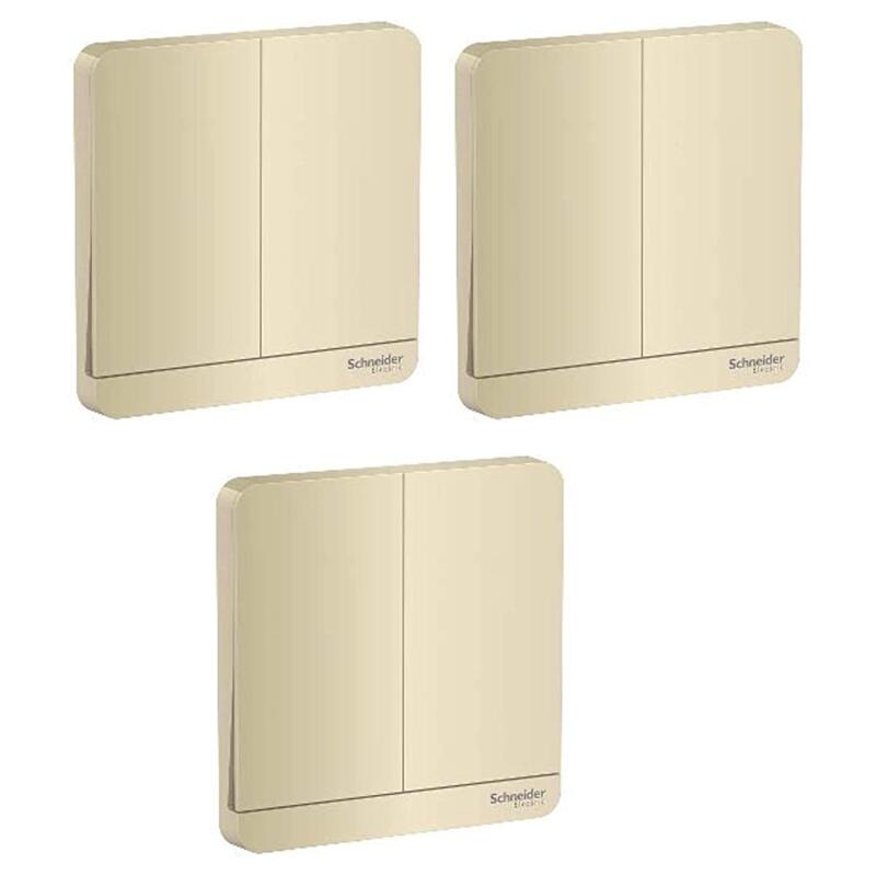 Schneider Electric E8332L2_WG AvatarOn Gold - 2-way plate switch 2 gang 16AX - Pack of 3