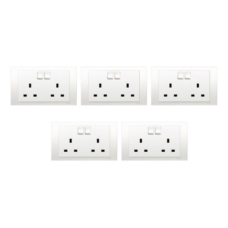Schneider Electric KB25 Vivace White - Double switched socket 13 A 230 V 1 gang -white - Pack of 5
