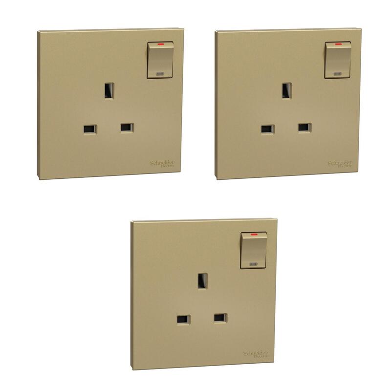 Schneider Electric Switched socket, AvatarOn C, 13A 250V, 1 gang, wine gold - Pack of 3