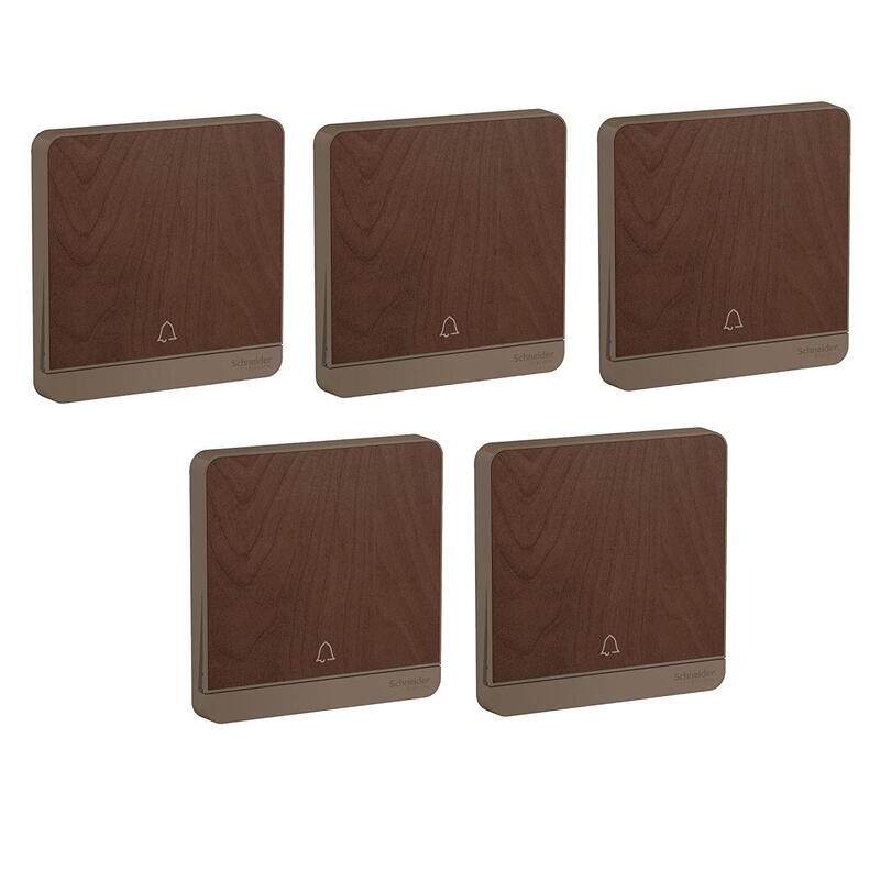 

Schneider Electric E8331BPL1_WD AvatarOn Wood - Push button Door Bell switch - with bell symbol - 1 gang 2 way - 10A 250 V Wood - Pack of 5