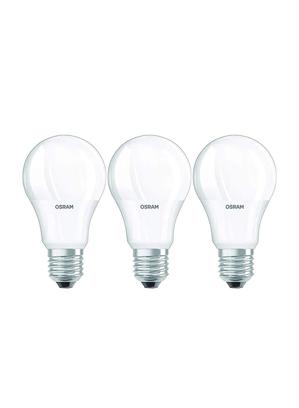 Osram Value Classic Frosted Daylight LED Bulb, 8.5W, E27, 6500K, 3 Pieces, Daylight White