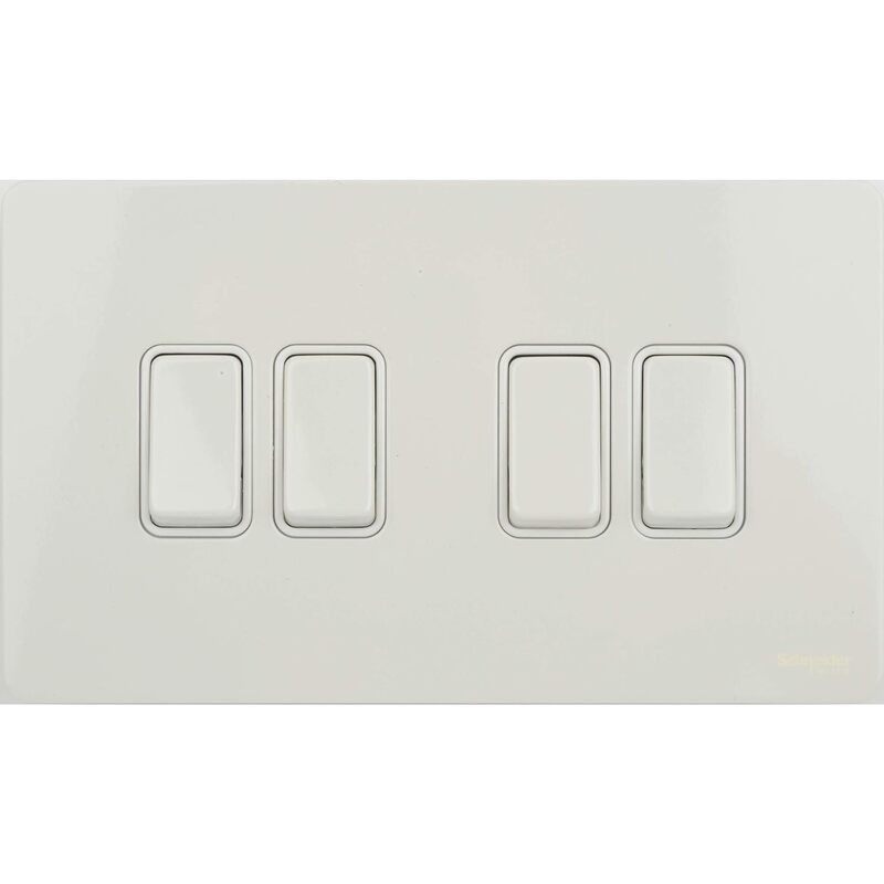 Schneider Electric Ultimate Screwless flat plate - rocker plate switch - 4 gangs - painted white - GU1442WPW