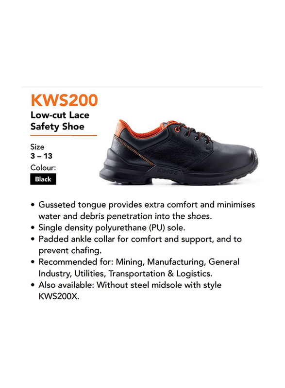 Honeywell Kings KWD200 Low-Cut Lace Leather Industrial Safety Work Shoes, Black, Size 6/39EU