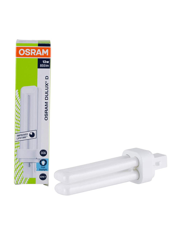 Osram Dulux D CFL Bulb with Plug-in Base, 855 Lumens, 13W, White